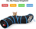 Pawaboo Cat Toys, Cat Tunnel Tube S-Shaped Tunnels 25x97cm Extensible Collapsible Cats Play Tent Interactive Toy Maze Cats House with Balls and Bells for Kitten Kitty Rabbit Small Animal, Blue