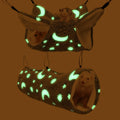 Luminous Noctilucent Glow Guinea Pig Rat Ferret Hideout and Soft Bed, Moon Bunkbed Hammock and Tunnel