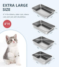 WENBOKMIN Stainless Steel Cat Litter Box - (23.5" L x 15.5" W x 4" H) | Non Slip, Easy to Clean, Never Absorbs Odor, Sta