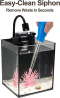 Desktop Aquarium Mini Tank Kit, 1.2 Gallon Rimless Cube with Filter, LED Spotlight, Black Background, Glass Construction