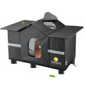 Texsens Outdoor Cat House - Weatherproof Large Cat Shelter for Outside with Roof Window- Insulated Elevated House for Stray/Barn Cats with Cozy Cushion - Ideal Waterproof Feral Cat House