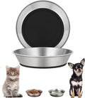2 Pack 304 Stainless Steel 6" Shallow Wide Cat Bowls for Food and Water
