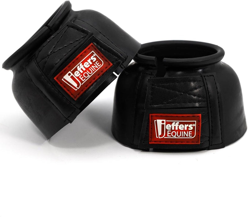 Jeffers Horse Rubber Bell Boots with Double Fastener, Black