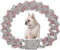 Pink Dog Necklaces for Small Dogs, Diamond Rhinestone Glitter 14mm 12inch