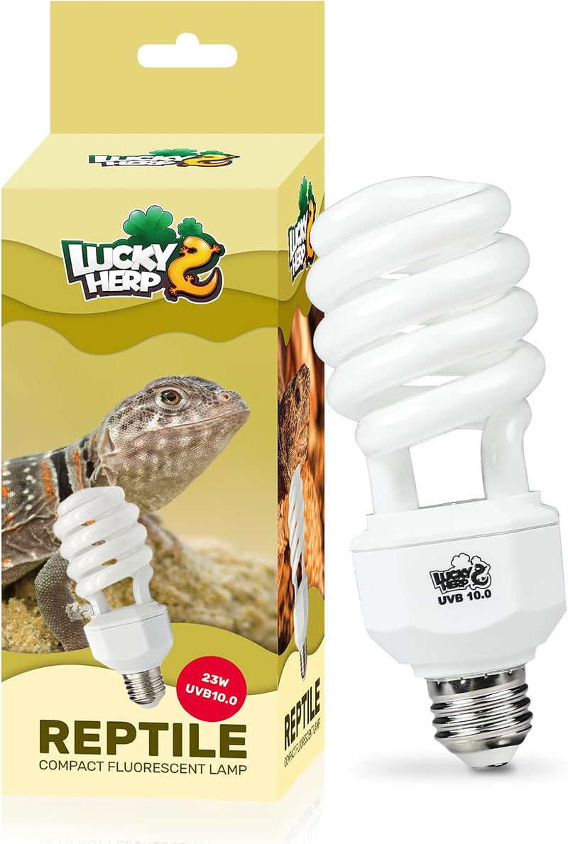 LUCKY HERP UVA UVB Reptile Light 10.0, Desert UVB 150 Compact Fluorescent Lamp, UVB Light for Reptiles 23W, UVA UVB Rept