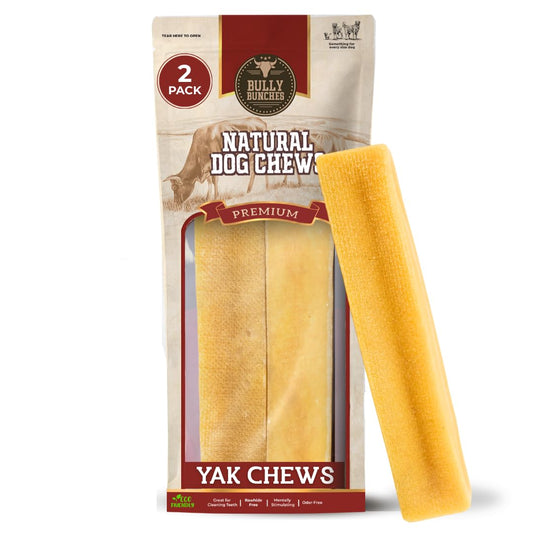Bully Bunches Medium Authentic Yak Cheese Himalayan Chews for Medium & Small Dogs - All Natural Dog Treat Dental Chews, Made with Real Yak Milk - Lactose & Rawhide Free (2 Pk)