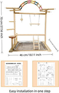 Wooden Bird Play Stand with Swing for Cockatiels and Parakeets