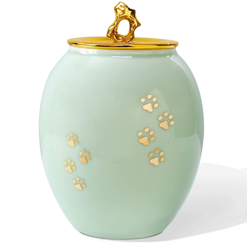 LINES ARTE Medium Pet Urns for Dogs Ashes, Ceramics Pet Urn for Dog Cat Ashes (Paw Prints)