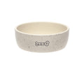 Pearhead Ceramic Dog Bowl – “Woof” Speckled Pet Food & Water Dish, Durable Stoneware, Non-Slip Heavy Base, 20 oz, Medium