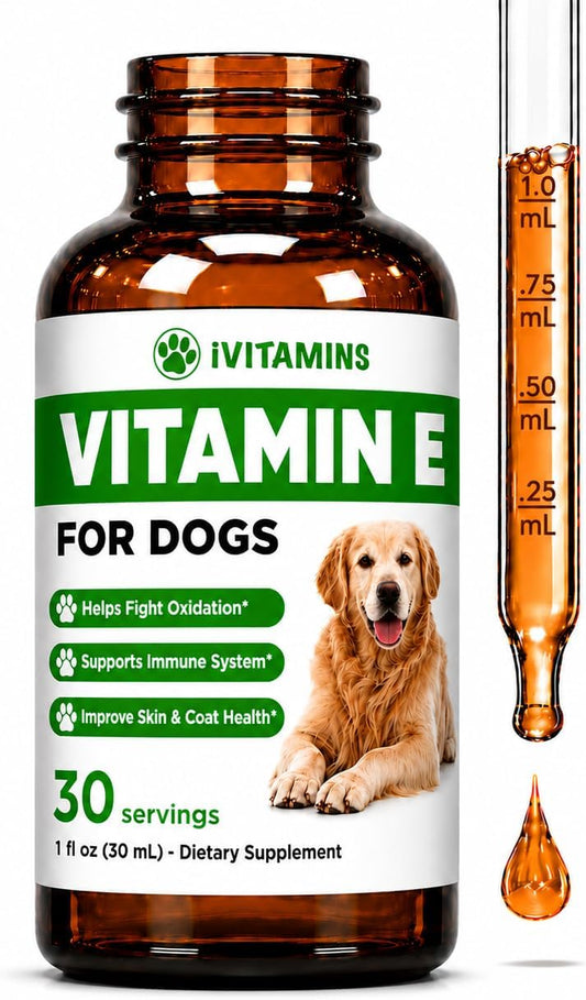 Vitamin E for Dogs - Vitamin E Oil for Dogs - Helps to Support Joint Health, Mobility, Skin & Coat Health, & Much More - Dog Joint Support - Dog Skin & Coat Supplement - 1 fl oz - Bacon Flavor