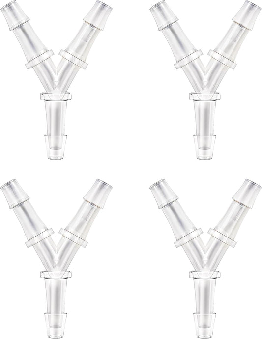 Aquarium Air Pump Connectors, 4 Pcs Y-Shaped Aquarium Air Valve Plastic Barb Equal Y Tee Hose Pipe Connectors Anti-Shedd