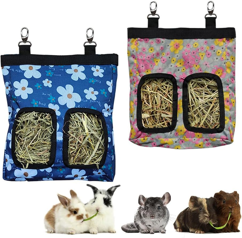 RIOUSSI Guinea Pig Hay Feeder, Hanging Rabbit Hay Feeder Bag. Flowers,2Ct