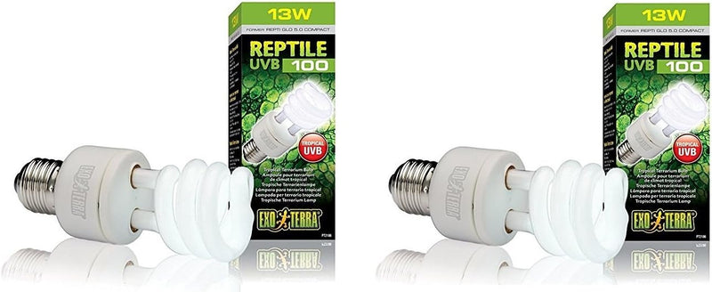 Exo Terra Repti-Glo 5.0 Compact Fluorescent Tropical Terrarium Lamps, 13 Watt (2 Pack)