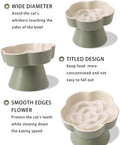 Tilted Cat Bowl, Flower-Shaped Ceramic Slow Feeder Cat Bowl, Raised Pet Bowl for Whisker Relief, Prevents Vomiting & Bloating, Non-Slip Base, Easy to Clean for Dry/Wet Food (Pink & Blue)