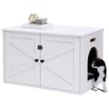 Timberer Cat Litter Box Enclosure, Litter Box Furniture Hidden with Removable Divider, Wooden Cat Washroom Furniture, Indoor Cat House, White