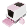 RIZZARI Large Enclosed Stainless Steel Cat Litter Box – Top & Front Entry, High-Sided Anti-Tracking Non-Stick Pan with Odor Control for Bedrooms, Living Rooms & Indoor Spaces