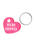 Small Microchipped Pet Tag Charm for Collar – 0.7 Inch Neon Pink Heart – Dog & Cat ID Accessory Name Pendant – Microchip Identification – Pet Safety Engraved Charm