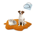 Vagascape Dog Bed, Waterproof Pet Bed with Washable Removable Cover, Comfort Cat Dog Pad for All Seasons, Heating Yellow Maple-Leaf Shape Cat Mat with Nonskid Bottom(57"x47")