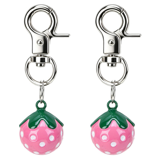 EXPAWLORER Pet Bells for Dog Cat Collar Charm - 2 Pack Cat Collar Accessories Bells Loud, Pet Jingle Ornament Training Pendant Neck Decoration Strawberry Shaped, Tracker for Saving Birds, Pink