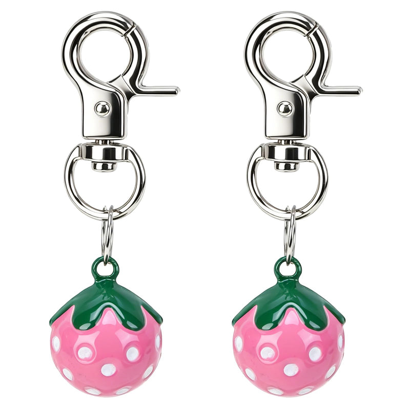 EXPAWLORER Pet Bells for Dog Cat Collar Charm - 2 Pack Cat Collar Accessories Bells Loud, Pet Jingle Ornament Training Pendant Neck Decoration Strawberry Shaped, Tracker for Saving Birds, Pink