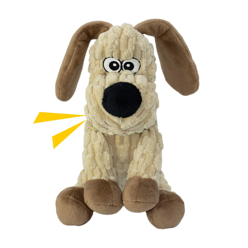 MeetYooo Squeaky Stuffed Dog Toys, Chew Toy for Large Medium Small Breeds, Plush Dog Toys to Keep Them Busy, Puppy Teething Dog Toy, Crinkle Dog Toy (Khaki Dog)