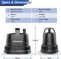 200GPH Submersible Water Pump, 10W Water Fountain Pump, Aquarium Pump, 750L/H Water Pump with 7ft Power Cord for Garden 