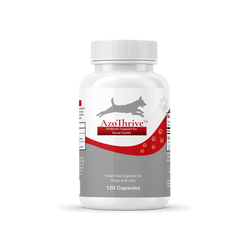 AZOTHRIVE - Kidney Probiotic Support Supplement for Cats and Dogs - 18 Billion CFU - Manage Renal Toxins - CKD - Made in USA - No Refrigeration Needed - 120ct Easy to Swallow Small Oral Capsules