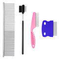 4 Pack Flea Comb for Pets - Stainless Steel Double Sided Dog Cat Grooming Tool with Rounded Teeth, Professional Dematting & Tear Stain Remover