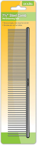 Andis 65730 Stainless-Steel Comb for Knots, Mats & Loose Hair Removal - Effective Dematting Tool, Comfortable, Lightweight, Portable & Safe for Dogs, Cats & Pets – Silver, 7-1/2-Inch