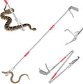 50" Collapsible Stainless Steel Snake Grabber Tool: Multi-Functional Hook, Tongs, Pole, Reacher for Safe Snake Handling 