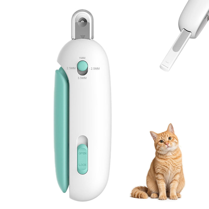 Wanheart Cat Nail Clippers for Indoor Cats and Kittens, Safety Guard & Catcher, Adjustable Claw Trimmer with Hidden File for Small Pet Grooming (Blue)