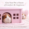 Pink Guinea Pig Hideout with Pee pad: Large Wooden House with Window for Guinea Pigs and Small Animals - Ideal for Cages