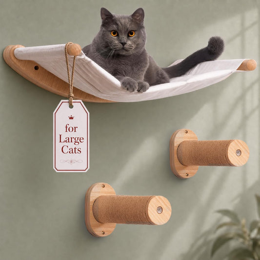 7 Ruby Road Alto Cat Wall Hammock Set — Wall Mounted Cat Shelves & Furniture with Climbing Steps for Large Cats, Holds 35 lbs, Indoor Climbing & Lounging, Replaceable Cushion
