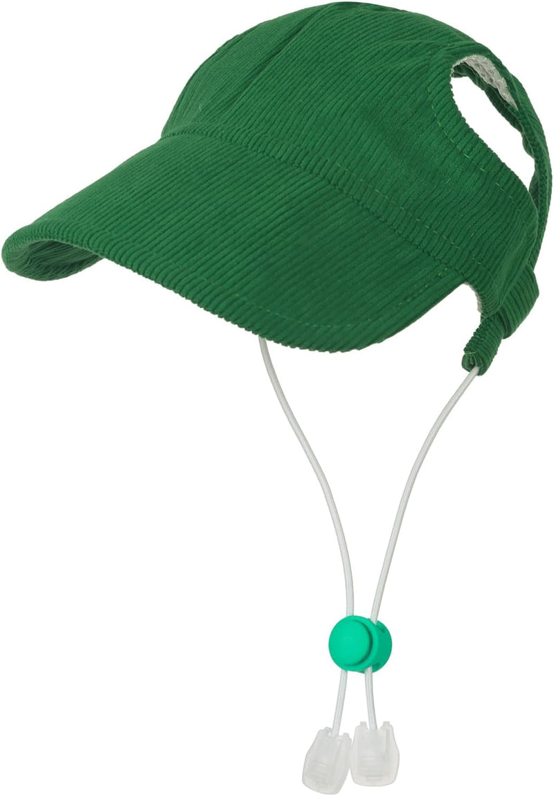 Pet Dog Baseball Cap, Cat Hat, Cat Dog Sun Cap with Ear Holes, Adjustable Puppy Outdoor Sun Hat (Pure Green, Large)