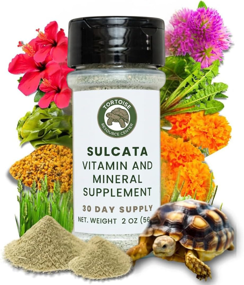 Sulcata Tortoise Calcium & Multivitamin Powder - Herpetologist Formulated Vitamin and Mineral Powder for Reptiles with H