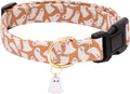 Faygarsle Orange Halloween Dog Collar Ghost Pattern Fall Collar for Dogs L