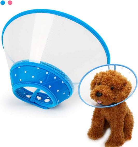 Pet Cone Recovery Dog Cone Adjustable Dog Collar Clear Padded Collar with Breathable Soft Edge, Plastic Puppy Cone Prote