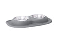 WeatherTech Double Low Pet Feeding System - Compact and Portable Dog/Cat Food and Water Station - 16 oz (2 Cups) Light Grey (DL1602LG)