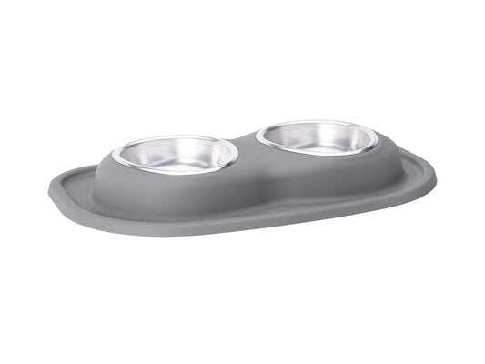 WeatherTech Double Low Pet Feeding System - Compact and Portable Dog/Cat Food and Water Station - 16 oz (2 Cups) Light Grey (DL1602LG)