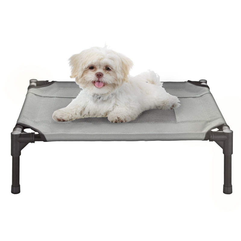Elevated Dog Bed - 24.5x18.5-Inch Portable Pet Bed with Non-Slip Feet - Indoor/Outdoor Dog Cot or Puppy Bed for Pets up to 25lbs by PETMAKER (Gray)