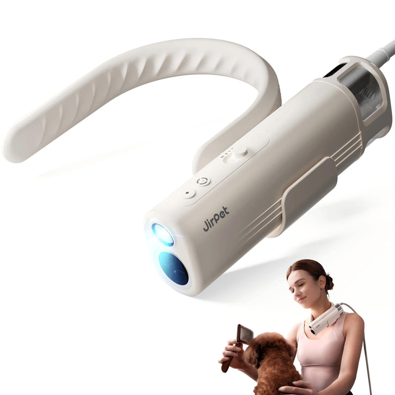 JirPet Pet Neck Dryer, Professional Low Noise Dog Dryer for Pet Grooming, 14,800FPM Portable High Velocity Pet Dryer, Hands-Free Dog Blow Dryer with Neck Hanging, Dog Hair Dryer with 3 Speeds & 4 Temp