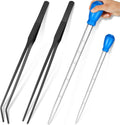 2pcs Aquarium Coral Feeder with Feeding Tweezer Syringe Spot, Blue, Black