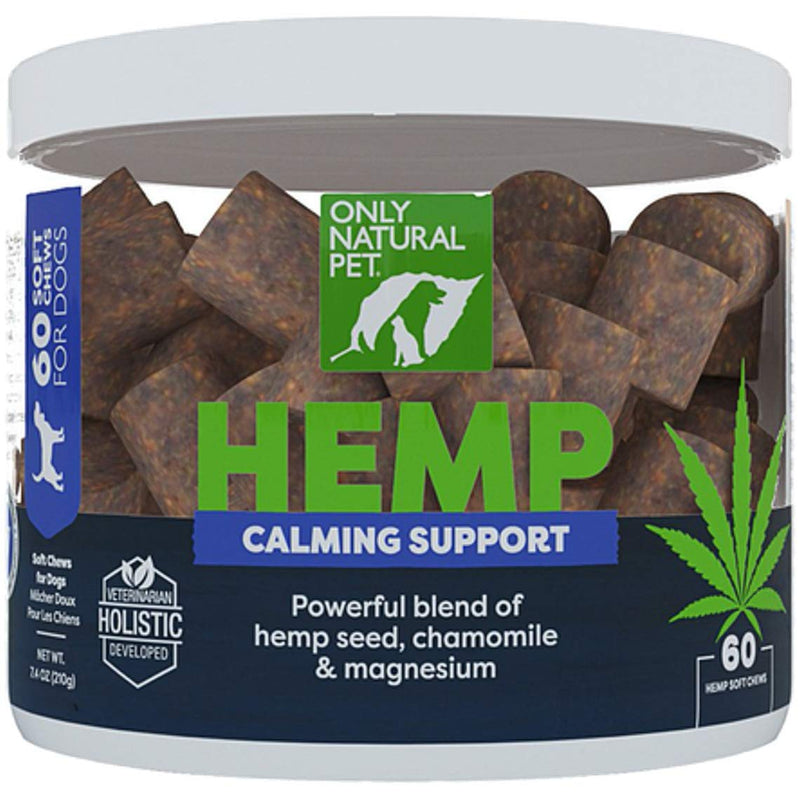 Only Natural Pet - Natural Hemp Soft Chew Bites for Dog Stress & Anxiety Relief - L-Theanine, Chamomile & Lemon Balm - Calming Chews for Dogs - 60 Count