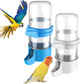 Pawfly Auto Bird Waterer, 2-Pack Cage Dispenser Feeder for Parrots, Hamsters - Small Bird Accessories for Cockatiel, Budgie, Lovebirds (White/Blue)