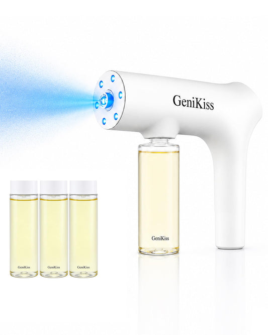 GeniKiss Nano Blue Light Deodorizer Spray, Pet & Home Odor Remover with Bio-Enzymes & Plant Extracts for Dog & Cat Urine, Litter Box, Pet Beds, Carpets, Car,Trash Bins,Safe for People&Pets Fresh Scent