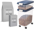 IRIS USA Dog Food Storage Container 30 lb + 11 lb, Stackable Combo Set, Airtight Pet Food Storage Bins with Wheels for Dog Cat Bird Chicken Food, BPA Free, Made in USA, Navy