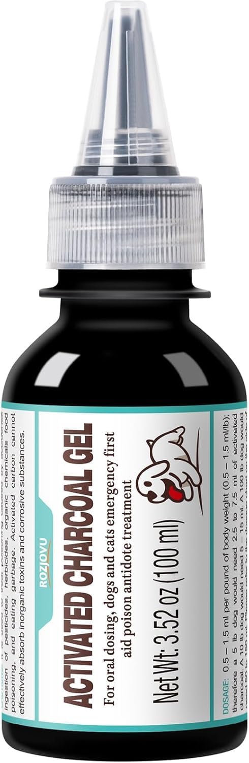 Activated Charcoal Gel for Dogs for Poisoning, 100 ml Dog First Aid Activated Charcoal, Quickly Absorbs Toxins Ready Res