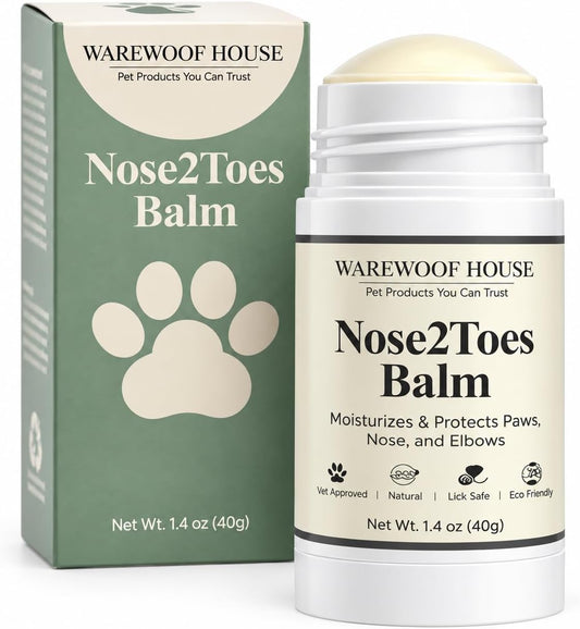 Dog Paw Balm Stick – Lick-Safe Moisturizer & Protector for Dry Cracked Paws, Nose & Elbows | Hot Pavement, Snow & Salt Shield | Beeswax, Coconut Oil & Oat Extract | 1.4 oz | Warewoof House
