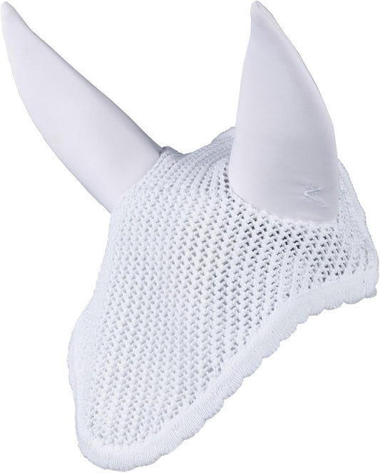 Horze Marquess Crochet Horse Ear Bonnet, Light Horse Fly Mask with Ears