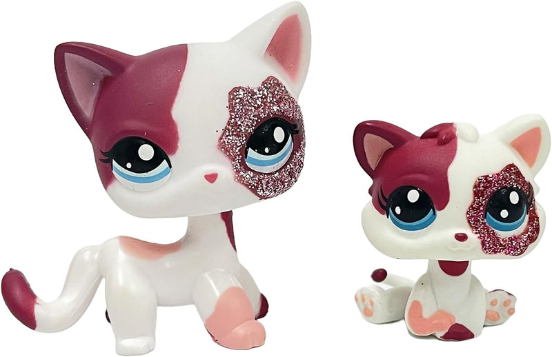 2pcs/Set Custom Pet Shop Toy Flocked Cat Collie Great Dane Cocker Spaniel Dachshund Dog with Baby Puppy Kitten OOAK